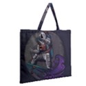 Illustration Astronaut Cosmonaut Paying Skateboard Sport Space With Astronaut Suit Zipper Large Tote Bag View2