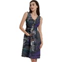 Illustration Astronaut Cosmonaut Paying Skateboard Sport Space With Astronaut Suit Sleeveless Dress With Pocket View3