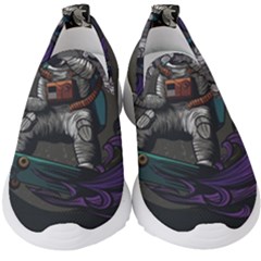 Illustration Astronaut Cosmonaut Paying Skateboard Sport Space With Astronaut Suit Kids  Slip On Sneakers by Ndabl3x