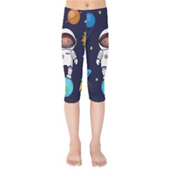 Boy Spaceman Space Rocket Ufo Planets Stars Kids  Capri Leggings  by Ndabl3x