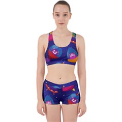 Cartoon Funny Aliens With Ufo Duck Starry Sky Set Work It Out Gym Set by Ndabl3x