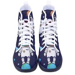 Boy Spaceman Space Rocket Ufo Planets Stars Men s High-top Canvas Sneakers by Ndabl3x