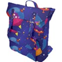 Cartoon Funny Aliens With Ufo Duck Starry Sky Set Buckle Up Backpack View1