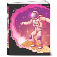 Astronaut Spacesuit Standing Surfboard Surfing Milky Way Stars 8  X 10  Hardcover Notebook by Ndabl3x