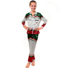 Merry Christmas Happy New Year Kids  Satin Long Sleeve Pajamas Set by artworkshop