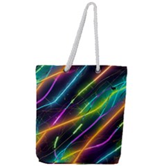 Vibrant Neon Dreams Full Print Rope Handle Tote (large) by essentialimage