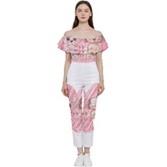 Paw Dog Pet Puppy Canine Cute Bardot Ruffle Jumpsuit by Sarkoni