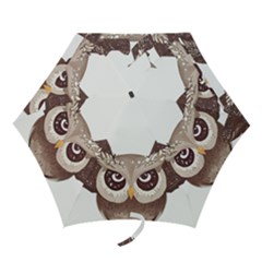 Owl Bird Feathers Mini Folding Umbrellas by Sarkoni