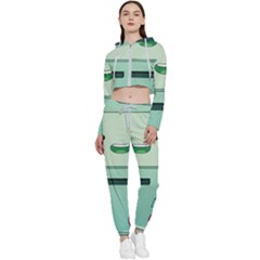 Adventure Time Bmo Beemo Green Cropped Zip Up Lounge Set by Bedest