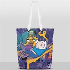Adventure Time Finn  Jake Marceline Full Print Rope Handle Tote (small) by Bedest