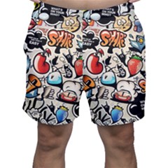Comical Words Animals Comic Omics Crazy Graffiti Men s Shorts by Bedest