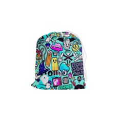 Graffiti Pop Art Crazy Retro Drawstring Pouch (small) by Bedest