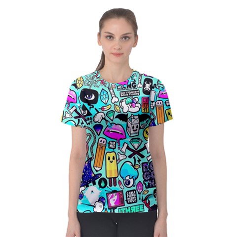 Graffiti Pop Art Crazy Retro Women s Sport Mesh T-shirt by Bedest