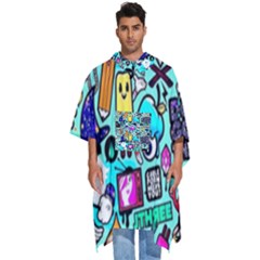 Graffiti Pop Art Crazy Retro Men s Hooded Rain Ponchos by Bedest