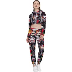 Graffiti Tatoo Skate Art Boom Cropped Zip Up Lounge Set by Bedest