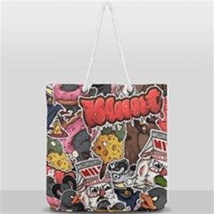 Stickerbomb Crazy Graffiti Graphite Monster Full Print Rope Handle Tote (large) by Bedest