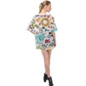 Seamless Pattern Vector With Funny Robots Cartoon Oversized Chiffon Top View2