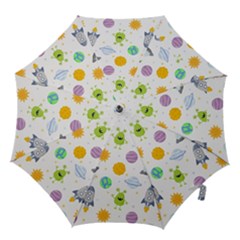 Seamless Pattern Cartoon Space Planets Isolated White Background Hook Handle Umbrellas (large) by Hannah976