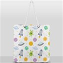 Seamless Pattern Cartoon Space Planets Isolated White Background Full Print Rope Handle Tote (Large) View2