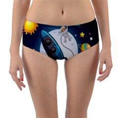 Spaceship Astronaut Space Reversible Mid-waist Bikini Bottoms by Hannah976