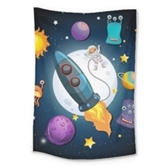Spaceship Astronaut Space Large Tapestry by Hannah976