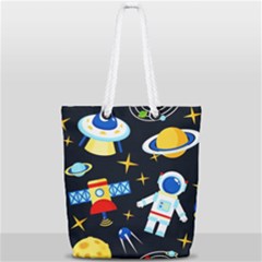 Space Seamless Pattern Cartoon Art Full Print Rope Handle Tote (small) by Hannah976