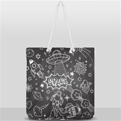 Vector Flat Space Design Background With Text Full Print Rope Handle Tote (large) by Hannah976