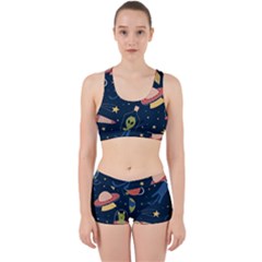 Seamless Pattern With Funny Aliens Cat Galaxy Work It Out Gym Set by Hannah976