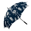 White Robot Blue Seamless Pattern Golf Umbrellas View2