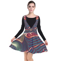 Dessert Storm Wave  pattern  Plunge Pinafore Dress by coffeus