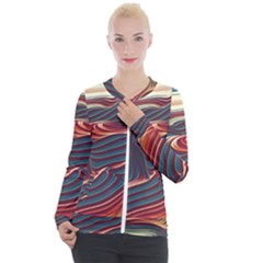 Dessert Storm Wave  pattern  Casual Zip Up Jacket by coffeus
