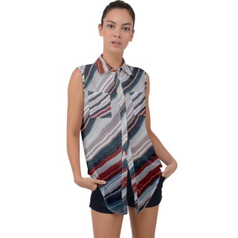 Dessert Road  pattern  All Over Print Design Sleeveless Chiffon Button Shirt by coffeus