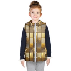 Golden Mosaic Tiles  Kids  Hooded Puffer Vest by essentialimage