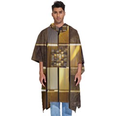 Golden Mosaic Tiles  Men s Hooded Rain Ponchos by essentialimage