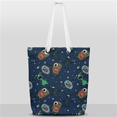 Monster Alien Pattern Seamless Background Full Print Rope Handle Tote (small) by Hannah976