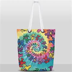Grateful Dead Bears Tie Dye Vibrant Spiral Full Print Rope Handle Tote (small) by Bedest