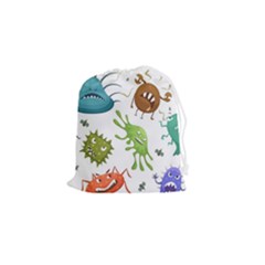 Dangerous Streptococcus Lactobacillus Staphylococcus Others Microbes Cartoon Style Vector Seamless P Drawstring Pouch (small) by Ravend