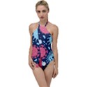 Seamless Pattern Microbes Virus Vector Illustration Go with the Flow One Piece Swimsuit View1