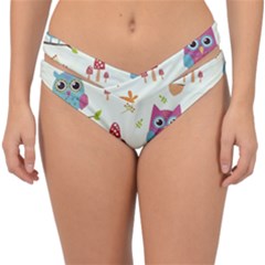 Forest Seamless Pattern With Cute Owls Double Strap Halter Bikini Bottoms by Apen