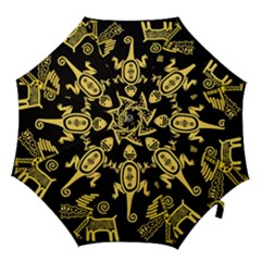 Mexican Culture Golden Tribal Icons Hook Handle Umbrellas (large) by Apen