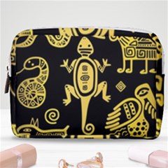 Mexican Culture Golden Tribal Icons Make Up Pouch (medium) by Apen