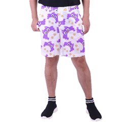 Purple Owl Pattern Background Men s Pocket Shorts by Apen