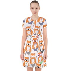 Cute Colorful Owl Cartoon Seamless Pattern Adorable In Chiffon Dress by Apen