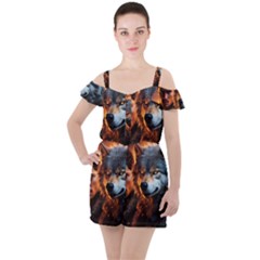 Be Dare For Everything Ruffle Cut Out Chiffon Playsuit by Saikumar