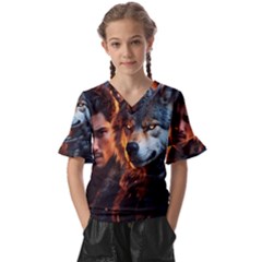 Be Dare For Everything Kids  V-neck Horn Sleeve Blouse by Saikumar