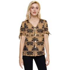 Abstract Design Background Patterns Bow Sleeve Button Up Top by Jatiart