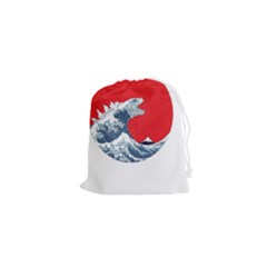 The Great Wave Of Kaiju Drawstring Pouch (xs) by Cendanart