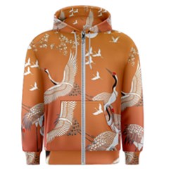 Japanese Crane Painting Of Birds Men s Zipper Hoodie by Cendanart