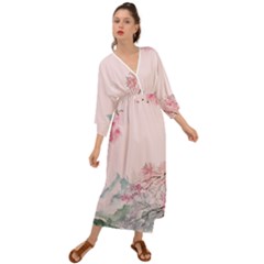 Pink Chinese Style Cherry Blossom Grecian Style  Maxi Dress by Cendanart