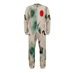 Japanese Crane Painting Of Bird Onepiece Jumpsuit (kids) by Cendanart